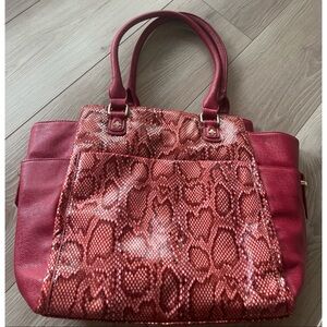 ANTONIO MELANI Red Snakeskin Tote Bag